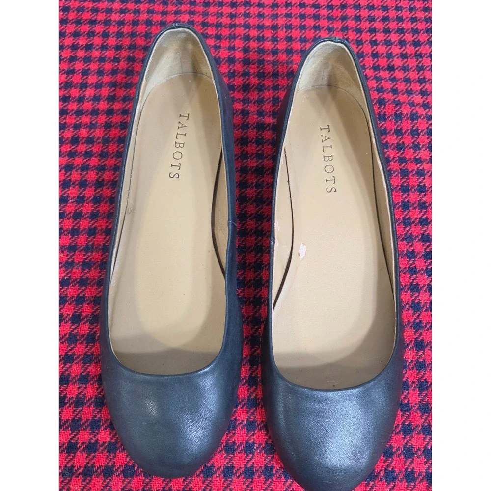Talbots Black Leather Ballet Flats Women's Size 7.5M